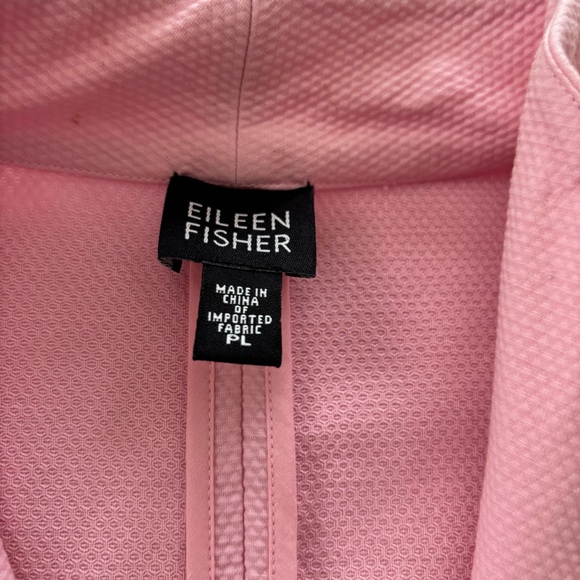 NWOT Eileen Fisher Pink 98% Cotton Pique Lapel Collar Jacket SZ L P  Full Zip - Picture 7 of 9